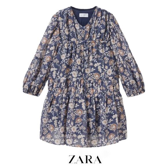 ZARA Kids | Blue | DRESS WITH RUCHING - Picture 1 of 11